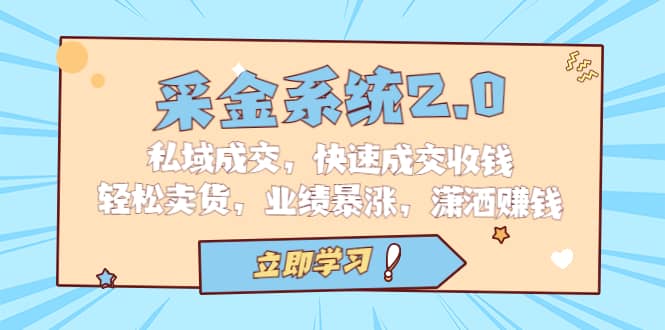 采金 系统2.0，私域成交，快速成交收钱，轻松卖货，业绩暴涨，潇洒赚钱副业工作-副业资源站-副业项目-创业项目-搞钱项目个人副业工作资源分享