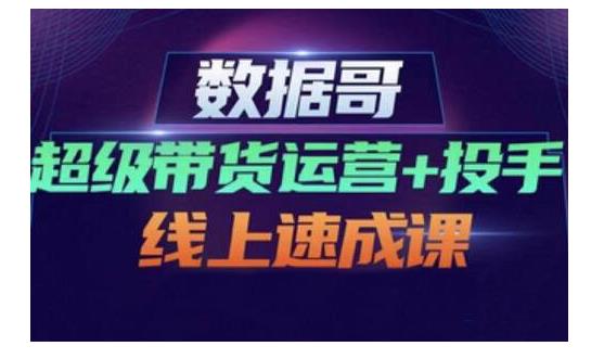 数据哥·超级带货运营+投手线上速成课，快速提升运营和熟悉学会投手技巧副业工作-副业资源站-副业项目-创业项目-搞钱项目个人副业工作资源分享
