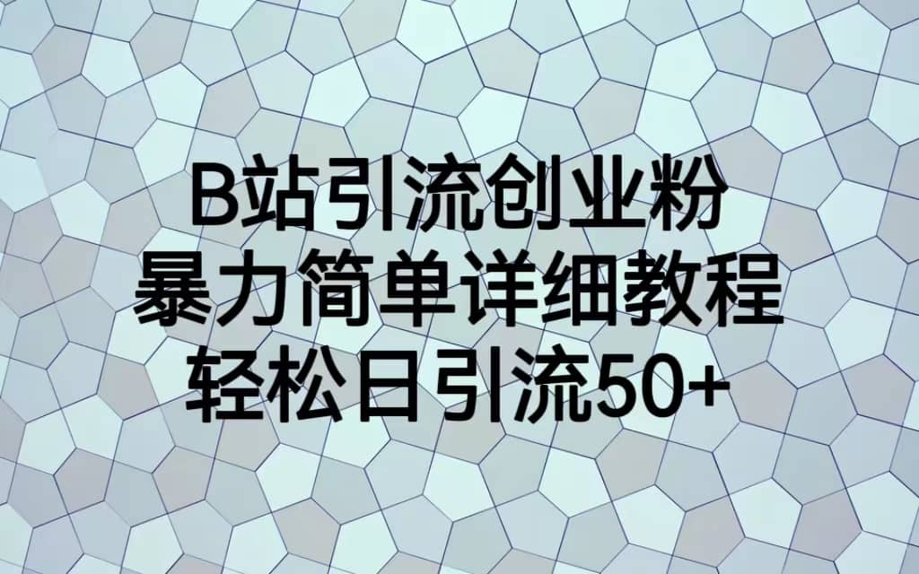 B站引流创业粉，暴力简单详细教程，轻松日引流50+副业工作-副业资源站-副业项目-创业项目-搞钱项目个人副业工作资源分享