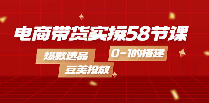 电商带货实操58节课，爆款选品，豆荚投放，0-1的搭建副业工作-副业资源站-副业项目-创业项目-搞钱项目个人副业工作资源分享
