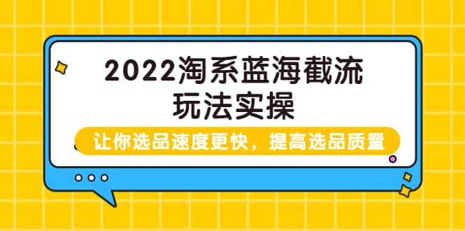 2022淘系蓝海截流玩法实操：让你选品速度更快，提高选品质量（价值599）副业工作-副业资源站-副业项目-创业项目-搞钱项目个人副业工作资源分享