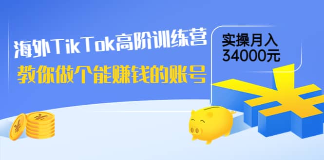 海外TikTok高阶训练营：教你做个能赚钱的账号，实操月入34000元！副业工作-副业资源站-副业项目-创业项目-搞钱项目个人副业工作资源分享