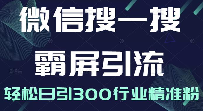 微信搜一搜霸屏引流课，打造被动精准引流系统，轻松日引300行业精准粉【无水印】副业工作-副业资源站-副业项目-创业项目-搞钱项目个人副业工作资源分享