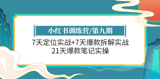 小红书训练营/第九期：7天定位实战+7天爆款拆解实战，21天爆款笔记实操副业工作-副业资源站-副业项目-创业项目-搞钱项目个人副业工作资源分享