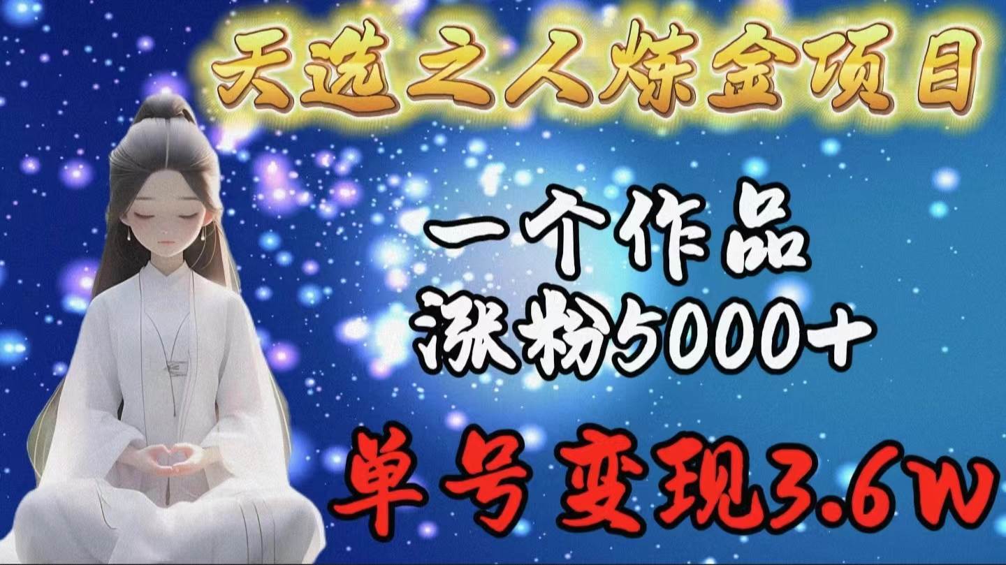 天选之人炼金项目，一个作品涨粉5000+，单号变现3.6w副业工作-副业资源站-副业项目-创业项目-搞钱项目个人副业工作资源分享