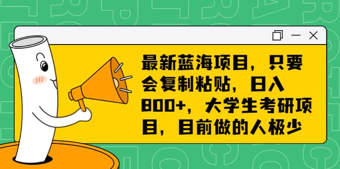 最新蓝海项目，只要会复制粘贴，日入800+，大学生考研项目，目前做的人极少副业工作-副业资源站-副业项目-创业项目-搞钱项目个人副业工作资源分享