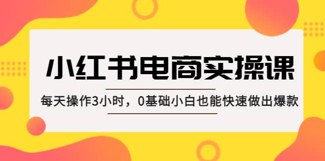 小红书·电商实操课：每天操作3小时，0基础小白也能快速做出爆款副业工作-副业资源站-副业项目-创业项目-搞钱项目个人副业工作资源分享