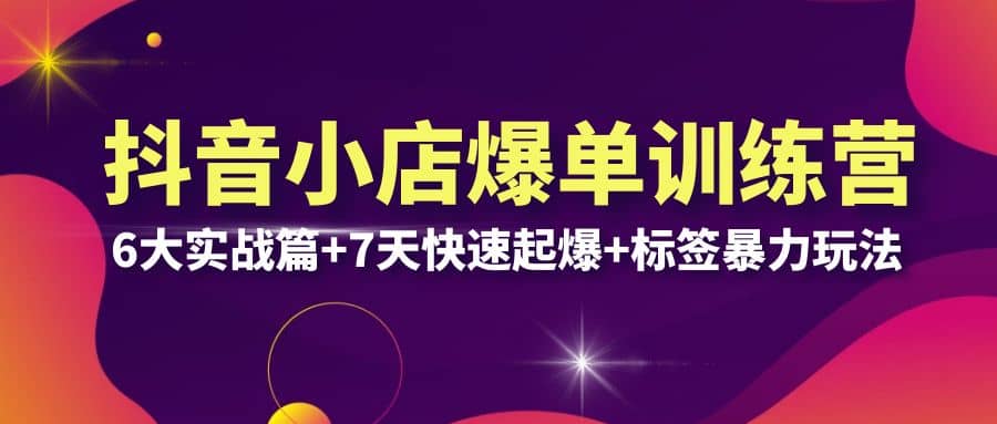 抖音小店爆单训练营VIP线下课：6大实战篇+7天快速起爆+标签暴力玩法(32节)副业工作-副业资源站-副业项目-创业项目-搞钱项目个人副业工作资源分享