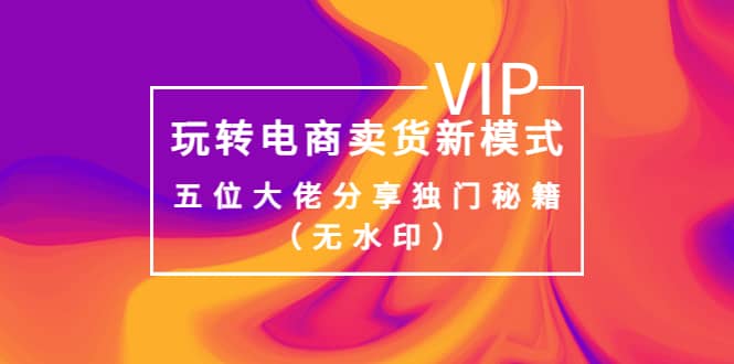某收费培训：玩转电商卖货新模式，五位大佬分享独门秘籍（无水印）副业工作-副业资源站-副业项目-创业项目-搞钱项目个人副业工作资源分享