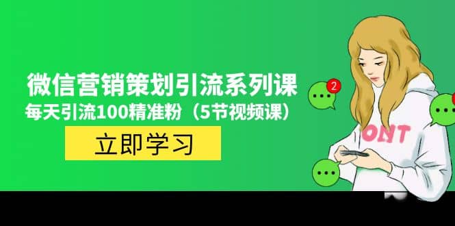 价值百万的微信营销策划引流系列课（5节视频课）副业工作-副业资源站-副业项目-创业项目-搞钱项目个人副业工作资源分享