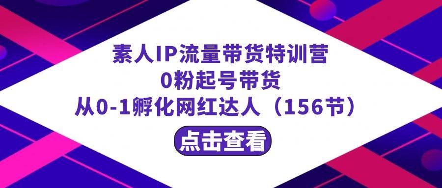 繁星·计划素人IP流量带货特训营：0粉起号带货 从0-1孵化网红达人（156节）副业工作-副业资源站-副业项目-创业项目-搞钱项目个人副业工作资源分享