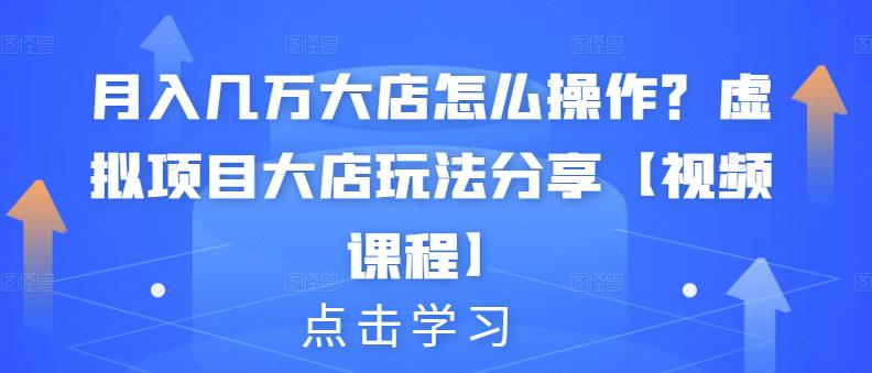 月入几万大店怎么操作？虚拟项目大店玩法分享【视频课程】副业工作-副业资源站-副业项目-创业项目-搞钱项目个人副业工作资源分享