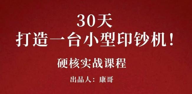 康哥30天打造一台小型印钞机：躺赚30万的项目完整复盘（视频教程）副业工作-副业资源站-副业项目-创业项目-搞钱项目个人副业工作资源分享