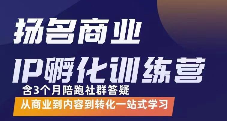 杨名商业IP孵化训练营，从商业到内容到转化一站式学 价值5980元副业工作-副业资源站-副业项目-创业项目-搞钱项目个人副业工作资源分享
