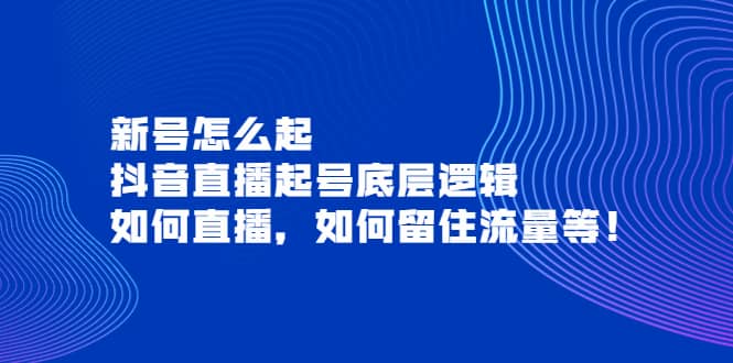 新号怎么起，抖音直播起号底层逻辑，如何直播，如何留住流量等副业工作-副业资源站-副业项目-创业项目-搞钱项目个人副业工作资源分享
