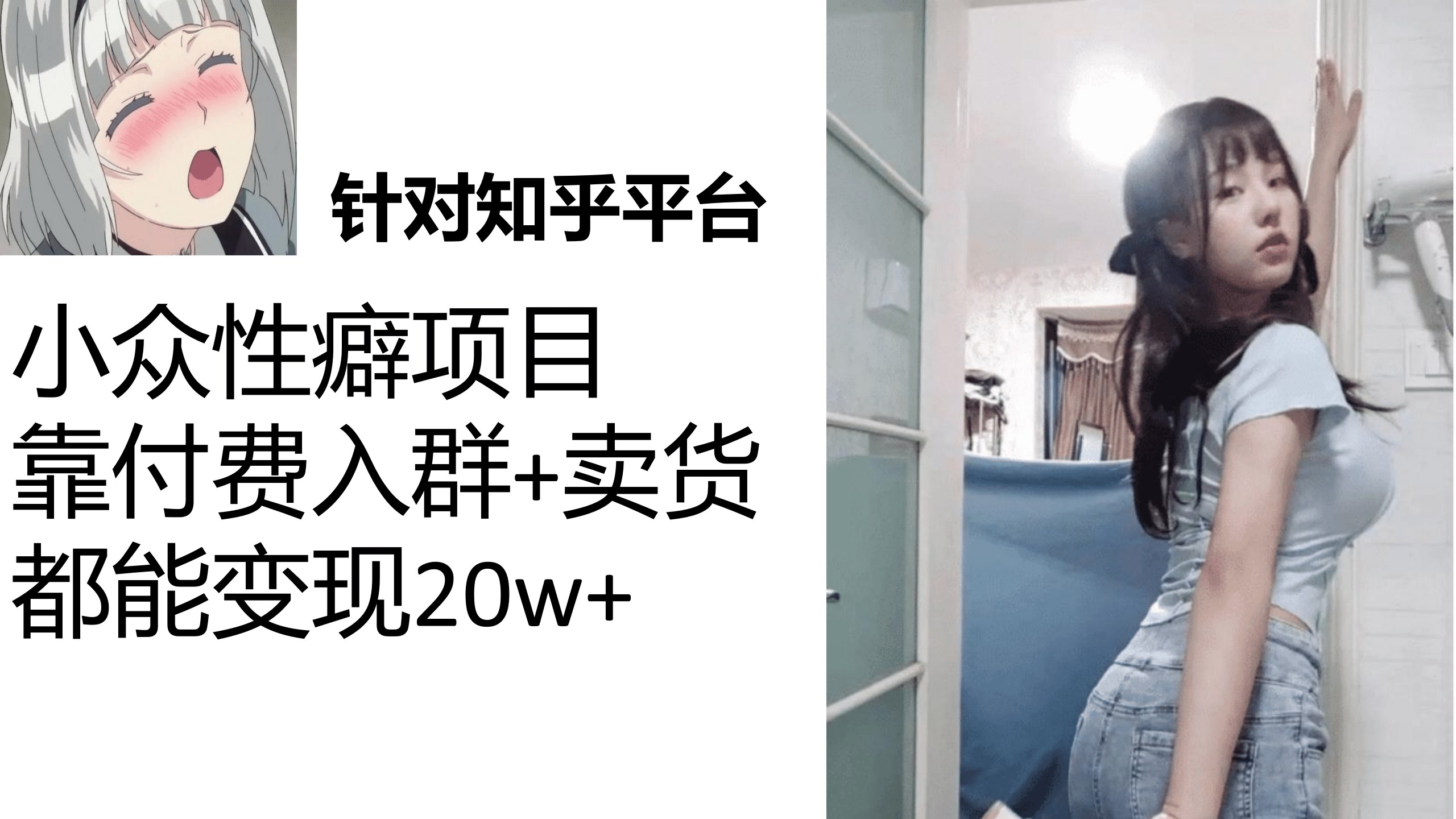 知乎小众性癖项目，Lsp的钱才是最好赚的，付费建群+卖货变现20w副业工作-副业资源站-副业项目-创业项目-搞钱项目个人副业工作资源分享