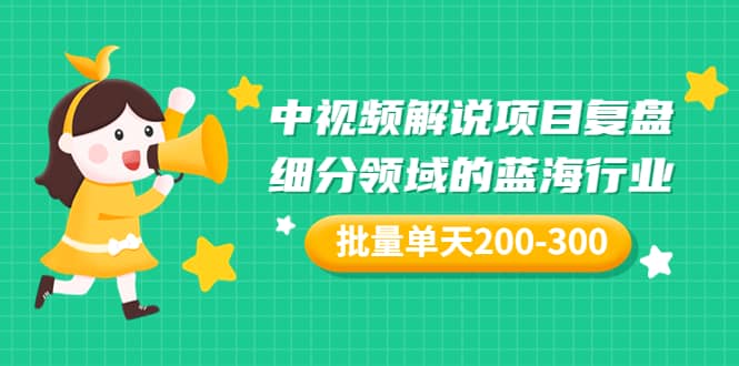 某付费文章：中视频解说项目复盘：细分领域的蓝海行业 批量单天200-300收益副业工作-副业资源站-副业项目-创业项目-搞钱项目个人副业工作资源分享