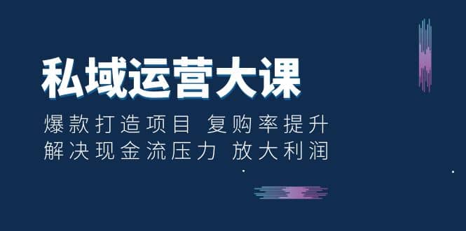 私域运营大课：爆款打造项目 复购率提升 解决现金流压力 放大利润副业工作-副业资源站-副业项目-创业项目-搞钱项目个人副业工作资源分享