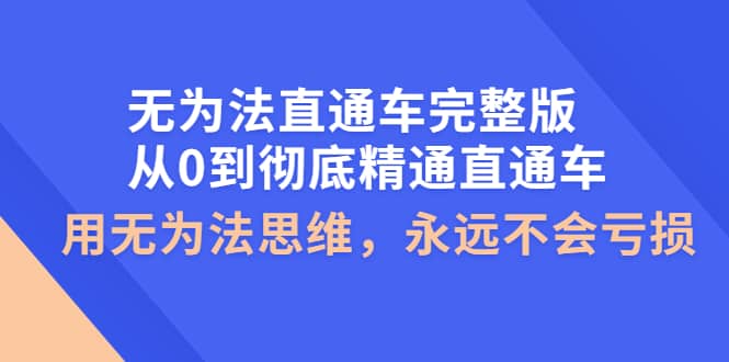 无为法直通车完整版：从0到彻底精通直通车，用无为法思维，永远不会亏损副业工作-副业资源站-副业项目-创业项目-搞钱项目个人副业工作资源分享