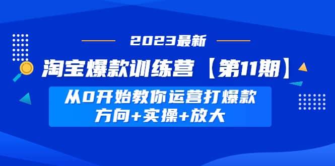淘宝爆款训练营【第11期】 从0开始教你运营打爆款，方向+实操+放大副业工作-副业资源站-副业项目-创业项目-搞钱项目个人副业工作资源分享