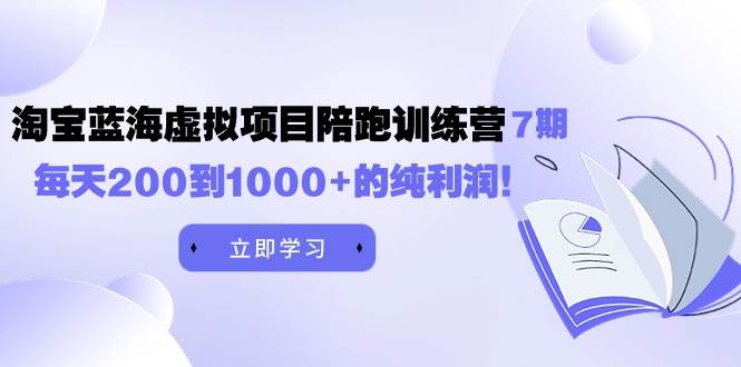黄岛主《淘宝蓝海虚拟项目陪跑训练营7期》每天200到1000+的纯利润副业工作-副业资源站-副业项目-创业项目-搞钱项目个人副业工作资源分享