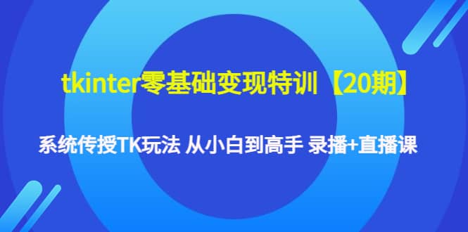 tkinter零基础变现特训【20期】系统传授TK玩法 从小白到高手 录播+直播课副业工作-副业资源站-副业项目-创业项目-搞钱项目个人副业工作资源分享