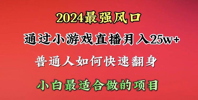2024年最强风口，通过小游戏直播月入25w+单日收益5000+小白最适合做的项目副业工作-副业资源站-副业项目-创业项目-搞钱项目个人副业工作资源分享