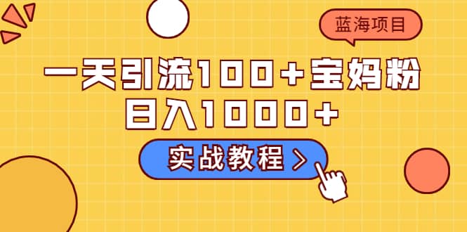 一天引流100+宝妈粉，日入1000+的蓝海项目（实战教程）副业工作-副业资源站-副业项目-创业项目-搞钱项目个人副业工作资源分享