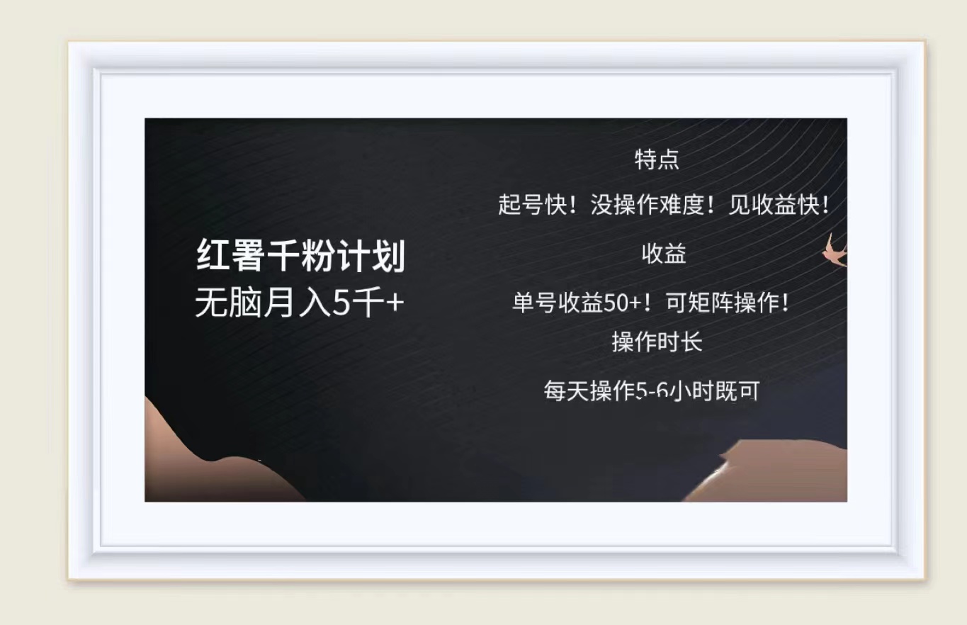 红薯千粉计划无脑月入5千➕！既做既赚！副业工作-副业资源站-副业项目-创业项目-搞钱项目个人副业工作资源分享