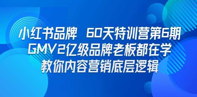 小红书品牌 60天特训营第6期 GMV2亿级品牌老板都在学 教你内容营销底层逻辑副业工作-副业资源站-副业项目-创业项目-搞钱项目个人副业工作资源分享