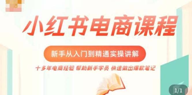 小红书电商新手入门到精通实操课，从入门到精通做爆款笔记，开店运营副业工作-副业资源站-副业项目-创业项目-搞钱项目个人副业工作资源分享