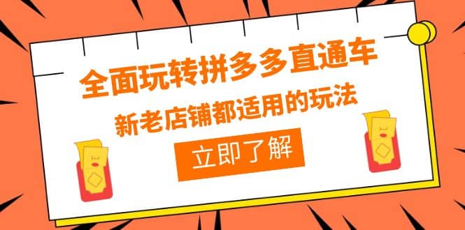 全面玩转拼多多直通车，新老店铺都适用的玩法（12节精华课）副业工作-副业资源站-副业项目-创业项目-搞钱项目个人副业工作资源分享