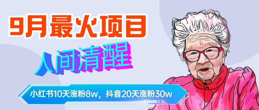 9月最火项目，人间清醒柒奶奶，10天小红薯涨粉8w+，单篇笔记报价1400.副业工作-副业资源站-副业项目-创业项目-搞钱项目个人副业工作资源分享