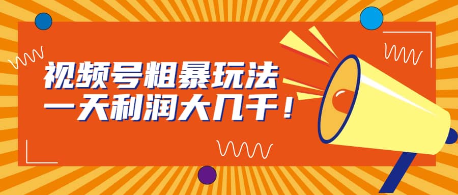 视频号粗暴玩法，一天利润大几千副业工作-副业资源站-副业项目-创业项目-搞钱项目个人副业工作资源分享