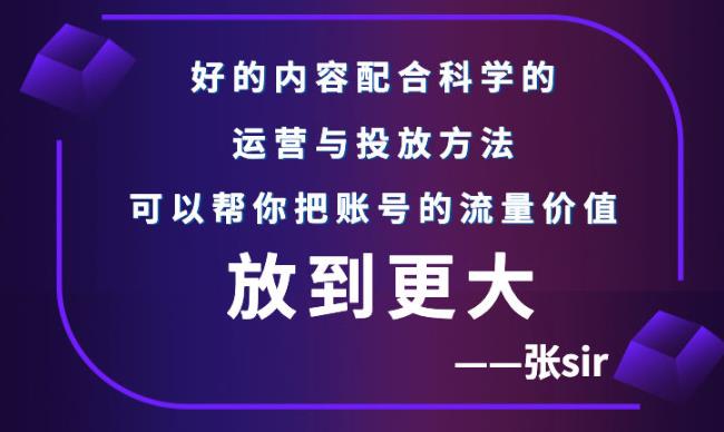 张sir账号流量增长课，告别海王流量，让你的流量更精准副业工作-副业资源站-副业项目-创业项目-搞钱项目个人副业工作资源分享