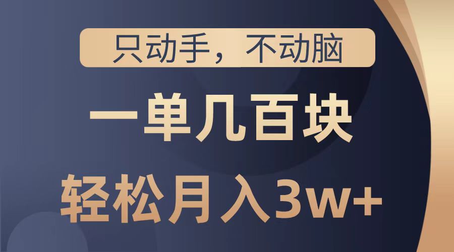 只动手不动脑，一单几百块，轻松月入2w+，看完就能直接操作，详细教程副业工作-副业资源站-副业项目-创业项目-搞钱项目个人副业工作资源分享