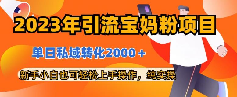 2023年引流宝妈粉项目，单日私域转化2000＋，新手小白也可轻松上手操作，纯实操副业工作-副业资源站-副业项目-创业项目-搞钱项目个人副业工作资源分享