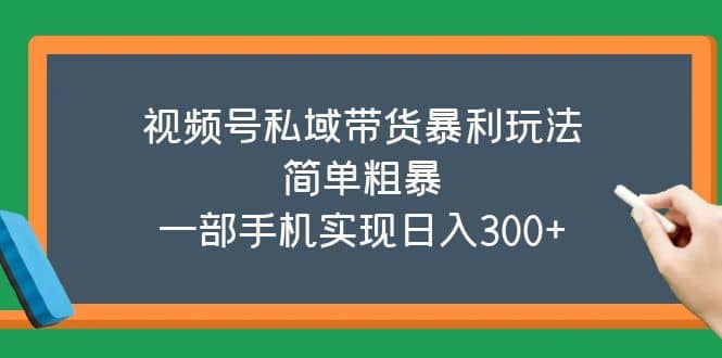 视频号私域带货暴利玩法，简单粗暴副业工作-副业资源站-副业项目-创业项目-搞钱项目个人副业工作资源分享
