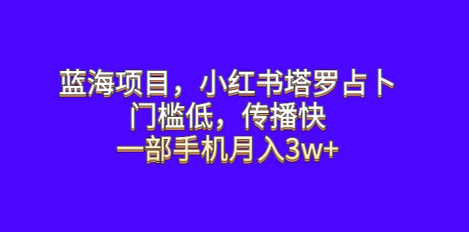 蓝海项目，小红书塔罗占卜，门槛低，传播快，一部手机月入3w+副业工作-副业资源站-副业项目-创业项目-搞钱项目个人副业工作资源分享