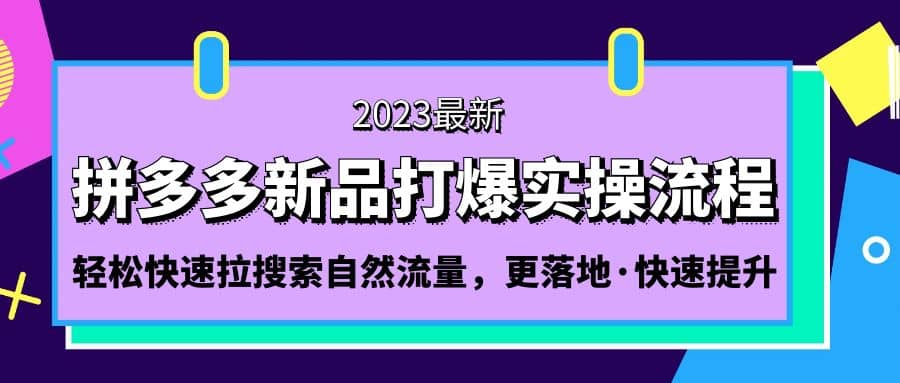 拼多多-新品打爆实操流程：轻松快速拉搜索自然流量，更落地·快速提升副业工作-副业资源站-副业项目-创业项目-搞钱项目个人副业工作资源分享