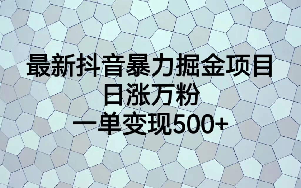 最火热的抖音暴力掘金项目，日涨万粉，多种变现方式，一单变现可达500+副业工作-副业资源站-副业项目-创业项目-搞钱项目个人副业工作资源分享