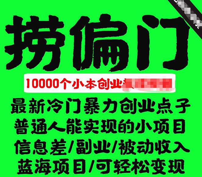 千款捞偏门小本创业小项目，总有一款适合你【无水印】副业工作-副业资源站-副业项目-创业项目-搞钱项目个人副业工作资源分享