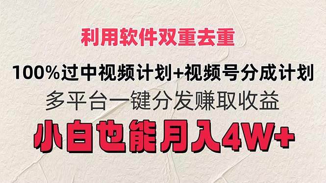 利用软件双重去重，100%过中视频+视频号分成计划小白也可以月入4W+副业工作-副业资源站-副业项目-创业项目-搞钱项目个人副业工作资源分享