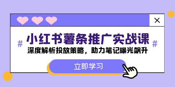 小红书-薯 条 推 广 实战课：深度解析投放策略，助力笔记曝光飙升副业工作-副业资源站-副业项目-创业项目-搞钱项目个人副业工作资源分享