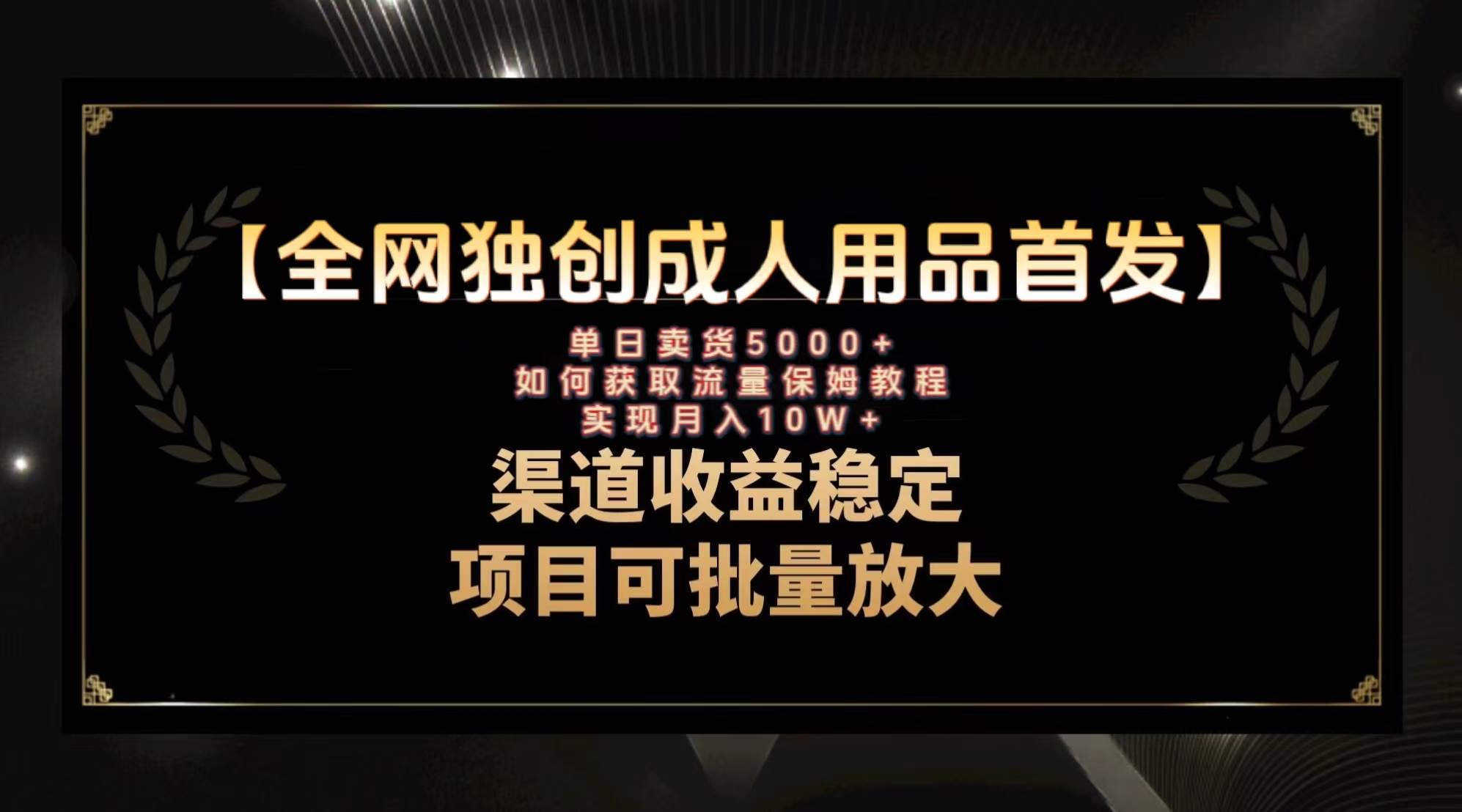 最新全网独创首发，成人用品赛道引流获客，月入10w保姆级教程副业工作-副业资源站-副业项目-创业项目-搞钱项目个人副业工作资源分享