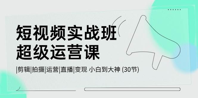 短视频实战班-超级运营课，|剪辑|拍摄|运营|直播|变现 小白到大神 (30节)副业工作-副业资源站-副业项目-创业项目-搞钱项目个人副业工作资源分享