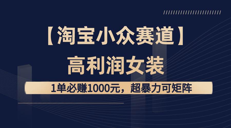 【淘宝小众赛道】高利润女装：1单必赚1000元，超暴力可矩阵副业工作-副业资源站-副业项目-创业项目-搞钱项目个人副业工作资源分享