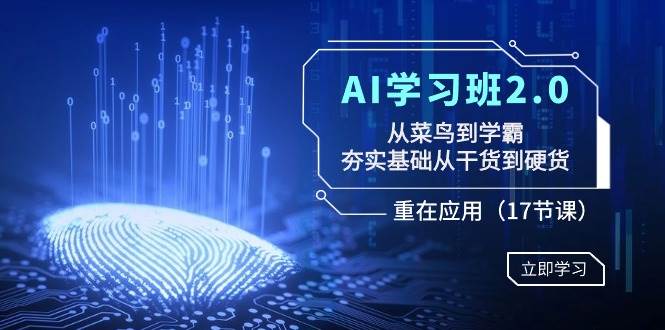 AI学习班2.0：从菜鸟到学霸，夯实基础从干货到硬货，重在应用（17节课）副业工作-副业资源站-副业项目-创业项目-搞钱项目个人副业工作资源分享