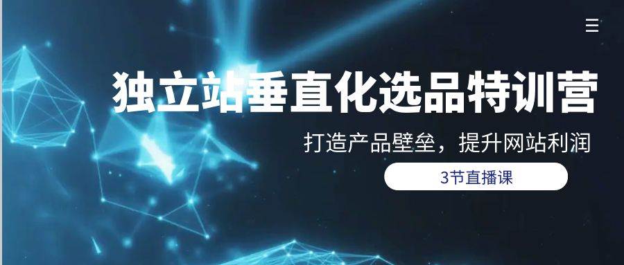 独立站-垂直化选品训练营，打造产品壁垒，提升网站利润（3节直播课）副业工作-副业资源站-副业项目-创业项目-搞钱项目个人副业工作资源分享