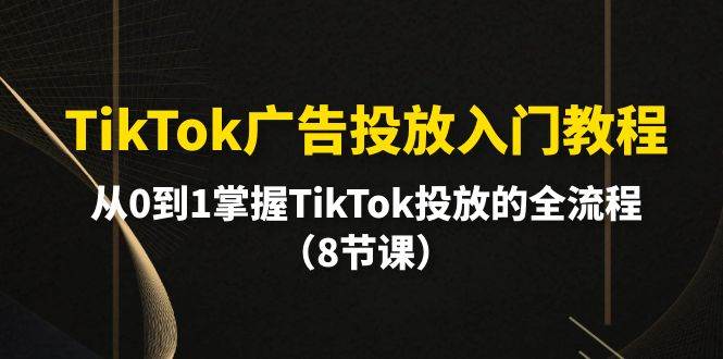 TikTok广告投放入门教程，从0到1掌握TikTok投放的全流程（8节课）副业工作-副业资源站-副业项目-创业项目-搞钱项目个人副业工作资源分享